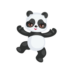 The image of a cute Panda in a cartoon style. Children vector illustration on white background.