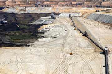 Open pit coal mine with excavators and machinery Kostolac Serbia
