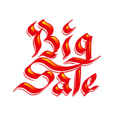Big sale lettering. Red ink calligraphy illustration for sale promotion.
