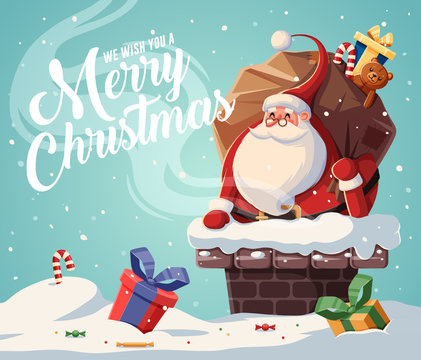 Christmas Card Design Template With Santa Claus