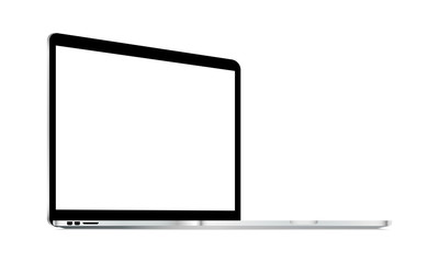 Laptop mockup isolated on white background - perspective 3/4 left view. Vector illustration