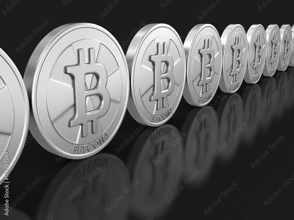 Poster silver bitcoin. image with clipping path