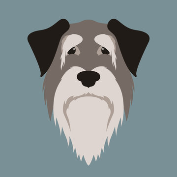 dog face head front side flat style vector