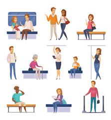 Subway Underground Characters Cartoon Icons 