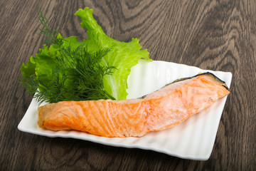 Steamed salmon