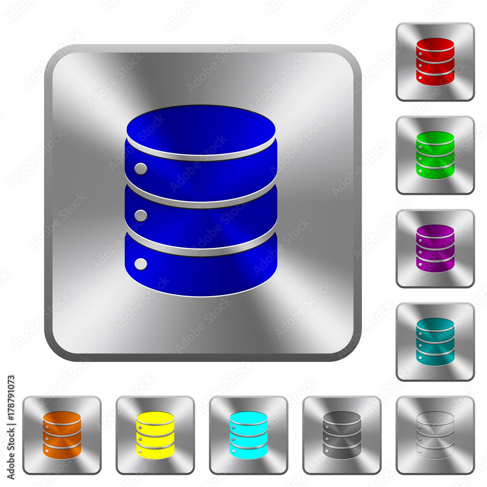 Poster single database rounded square steel buttons
