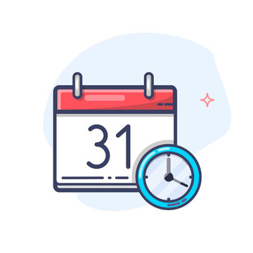 recommend clip art: Vector calendar and clock icon.Schedule vector line icon 