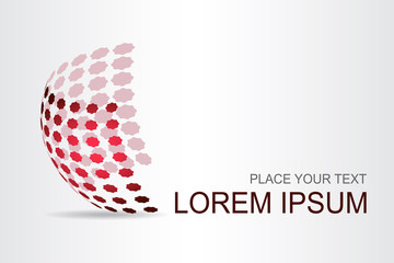 Logo stylized spherical surface with abstract shapes