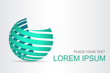 Logo stylized spherical surface with abstract shapes