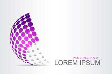 Logo stylized spherical surface with abstract shapes