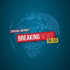 Illustration of Breaking News Vector Opener. Broadcast Open Scene on Glowing Earth Planet Background
