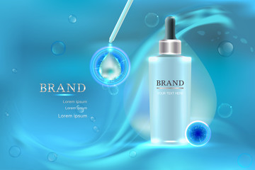 Cosmetic container with advertising background ready to use, luxury skin care ad. Illustration vector.