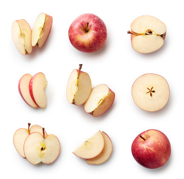 Fototapeta Świeże jabłka w różnej formie na białym tle kwadratowa