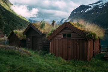 Fototapeta na wymiar Traditional scandinavian old wooden houses