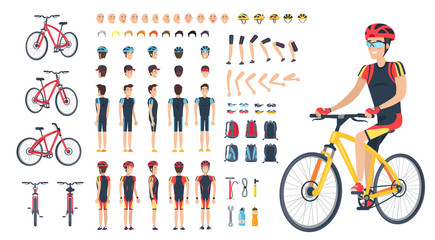 Man in Special Clothing on Bicycle Constructor