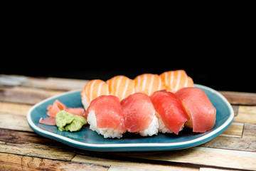 fresh sushi traditional japanese food on the table