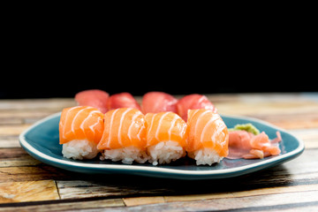 fresh sushi traditional japanese food on the table