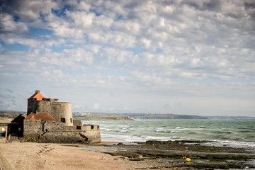 Fort d' Ambleteuse, also called Vauban fort or Fort Mahon , is a fort located on the coast near the town of Ambleteuse in the Pas-de-Calais in France - obrazy, fototapety, plakaty