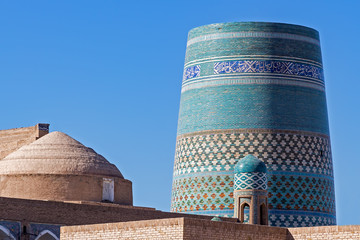Unfinished turquoise-tiled Kalta Minor Minaret at Ichan Qala - Khiva, Uzbekistan