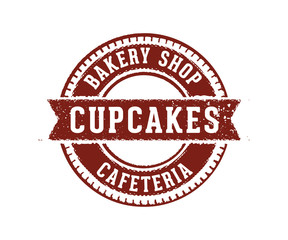 cup cake bakery shop cafeteria sign stamp label