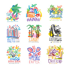 Exotic summer vacation colorful logo