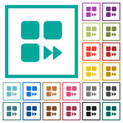 Component fast forward flat color icons with quadrant frames