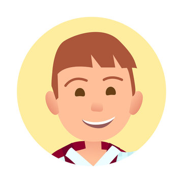 Young Boy with Broad Sincere Smile Round Portrait