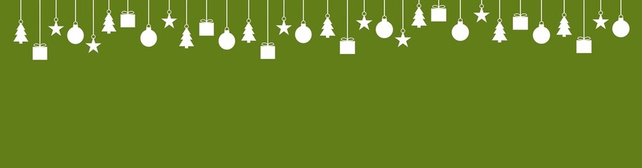 Breiter Banner grün mit Weihnachtsdeko