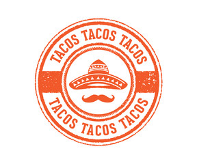 tacos food sign with mexico hat
