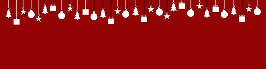 Roter Banner Hintergrund Fur Weihnachten Mit Hangenden Weissen Tannenbaumen Wall Mural Kebox