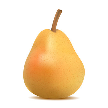 realistic 3d ripe yellow pear on a white background made with a gradient mesh