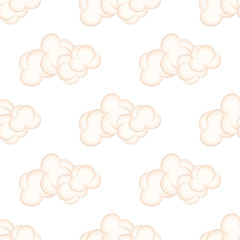 Seamless Pattern with Bushy Pink Clouds, Vector