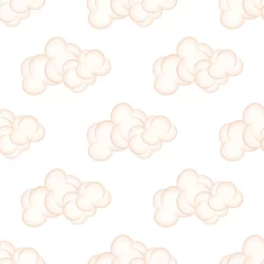 Tuinposter Seamless Pattern with Bushy Pink Clouds, Vector © robu_s