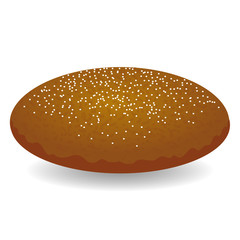 Round Brown Bread with Seeds Isolated on White