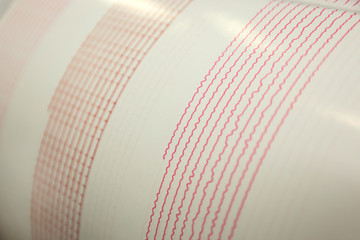 Seismological activity live on the sheet of measuring paper