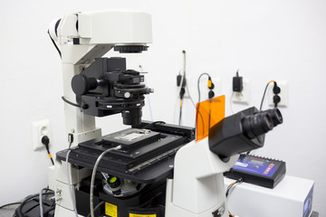 Naklejka premium Modern microscope microbiology laboratory