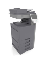 3d illustration of a gray copier on a white background.