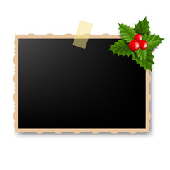 Vintage Photo Frame With Holly Berry