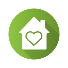 Family house flat design long shadow glyph icon