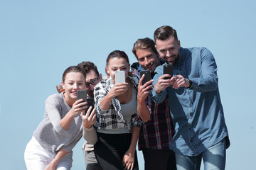 closeup. friends students make a selfie
