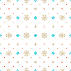 Christmas seamless pattern with snowflakes on white background. Vector background for wrapping paper or greeting cards