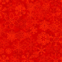 Christmas seamless pattern with snowflakes on red background. Vector background for wrapping paper or greeting cards