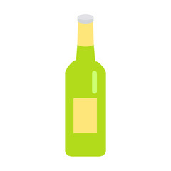 Green Glass Beer Bottle with Yellow Label Icon