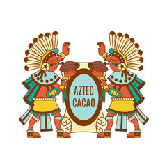 Vector illustration aztec cacao pattern for chocolate package design.