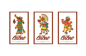 Vector illustration aztec cacao pattern for chocolate package design.