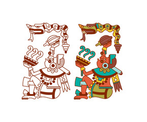 Vector illustration aztec cacao pattern for chocolate package design.