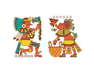 Vector illustration aztec cacao pattern for chocolate package design.