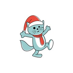 pet wearing christmas costum. illustration. logo. simple. memorable