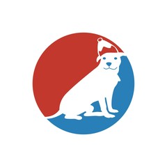 pet wearing christmas costum. illustration. logo. simple. memorable