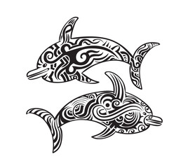 Aztec mayan tattoos isolated. Vector illustration.